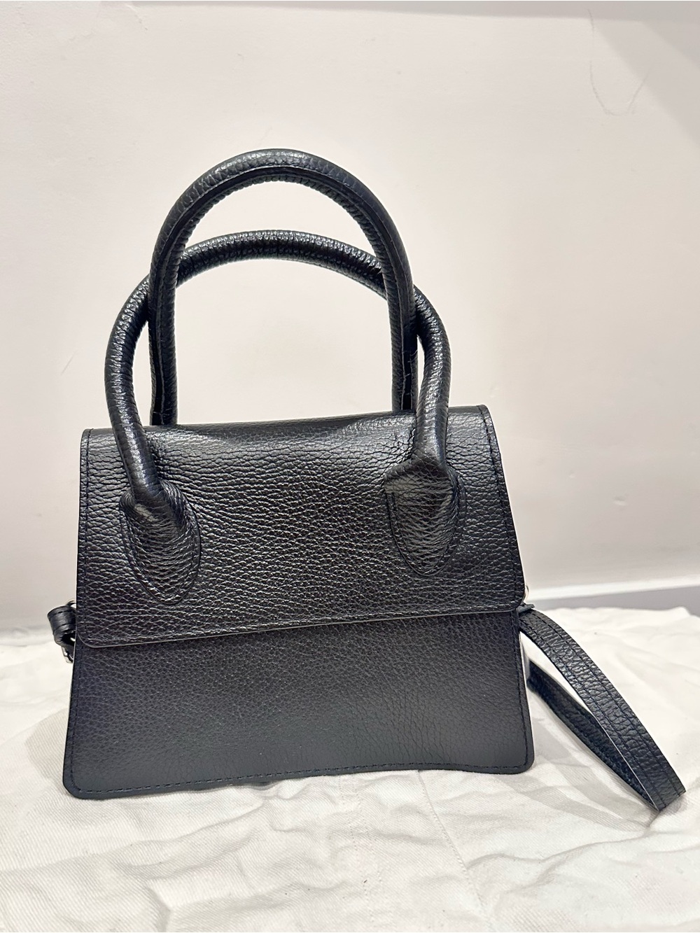Classic Black Structured Top-Handle Bag
